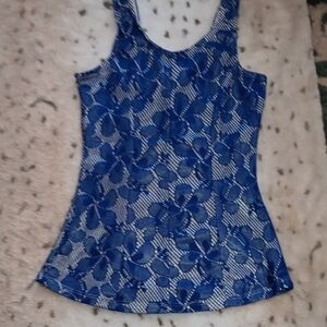 Y2K Blue Asymmetrical Fitted Sleeveless Tank Top